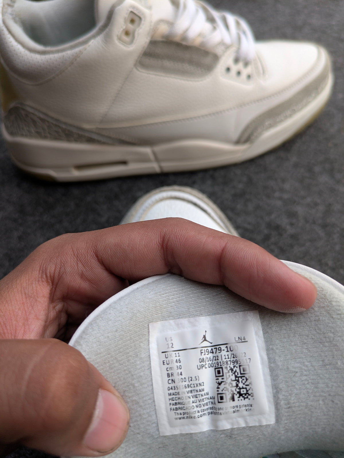 Air Jordan 3 Retro Craft "Ivory" — EUR 46 — A Grade